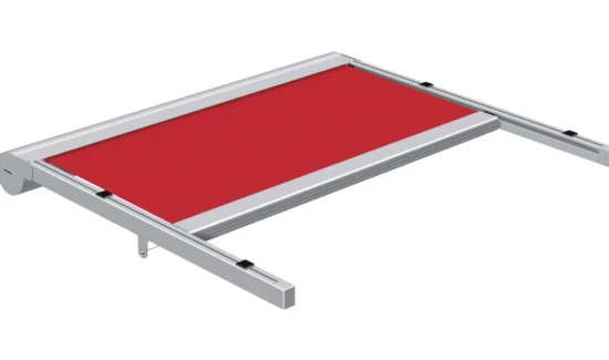 Rote Markise in moderner Ausführung